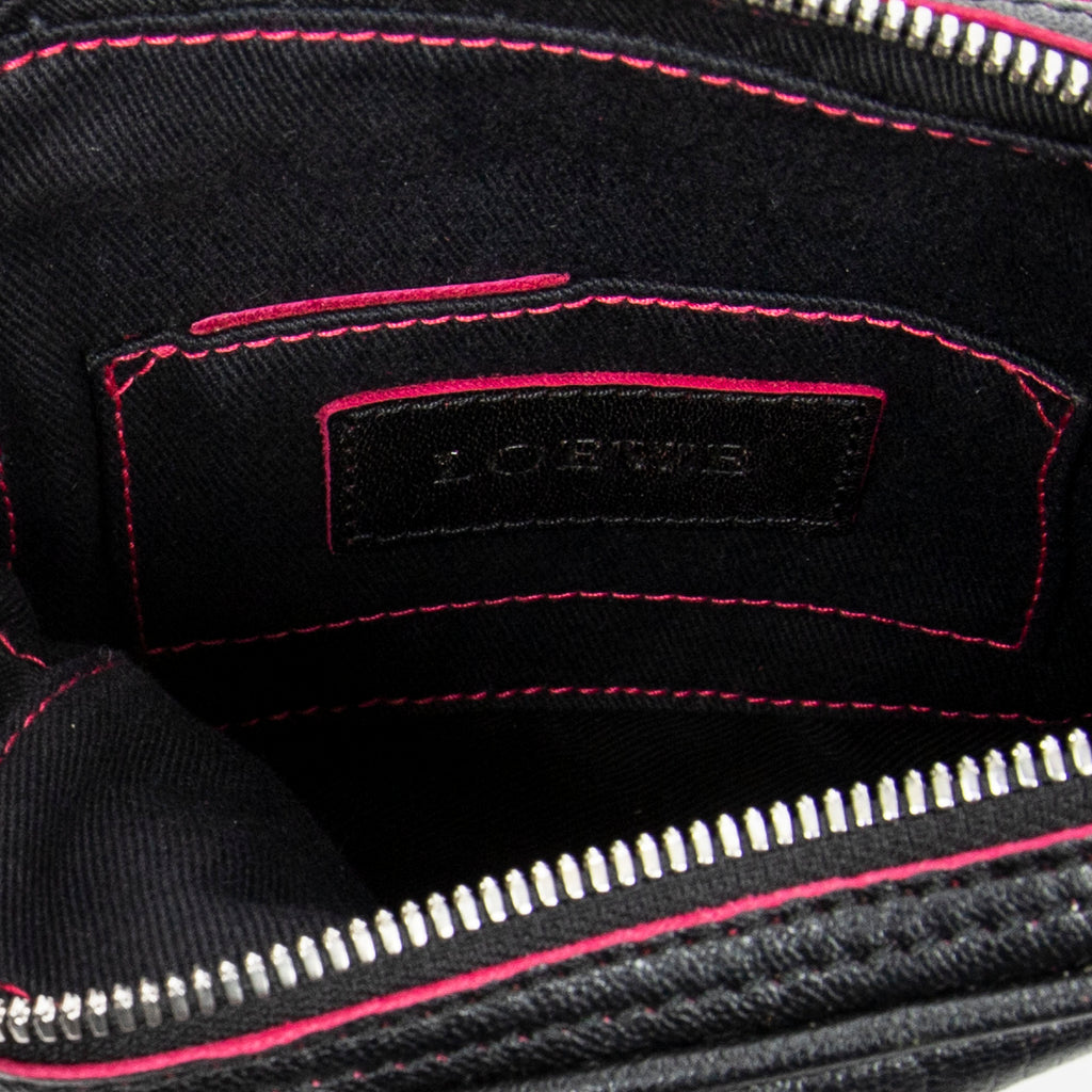 Bolso de Hombro Mini Anagrama Borla Cruzado Piel de Becerro Negra