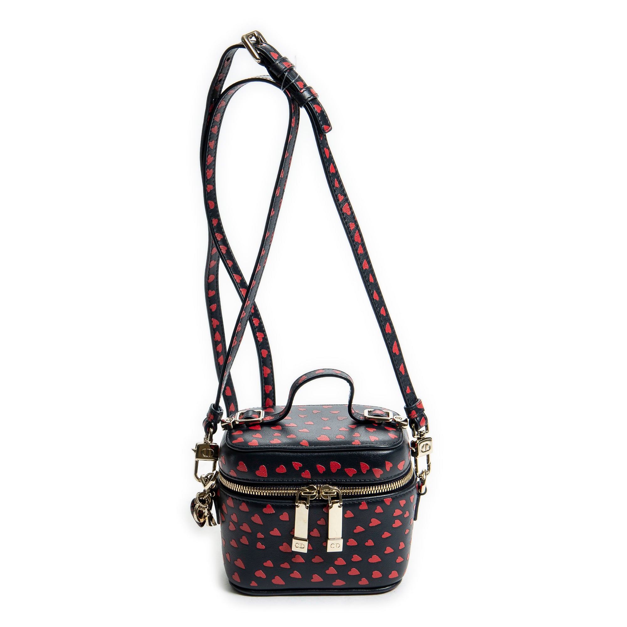 Shoulder Bag Micro Lady Dior Vanity Case Navy Heart Printed Leather