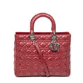 Bolso de hombro grande Lady Dior Zip de piel de cordero Cannage burdeos