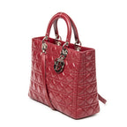 Bolso de hombro grande Lady Dior Zip de piel de cordero Cannage burdeos