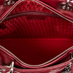 Bolso de hombro grande Lady Dior Zip de piel de cordero Cannage burdeos
