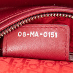Bolso de hombro grande Lady Dior Zip de piel de cordero Cannage burdeos