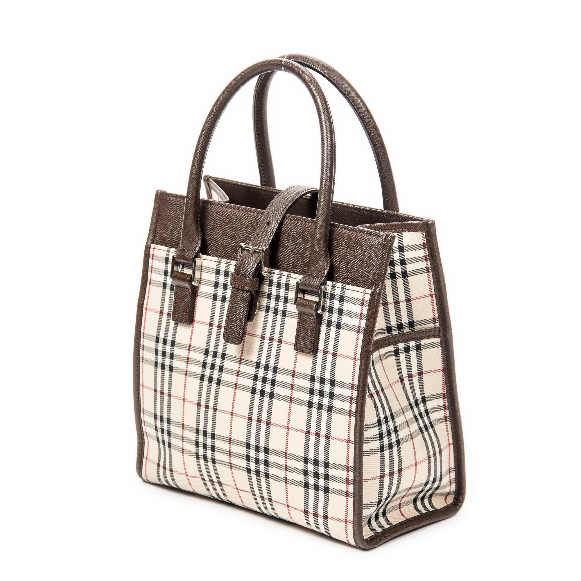 Shoulder Bag Flat Tote Beige Nova Check Canvas