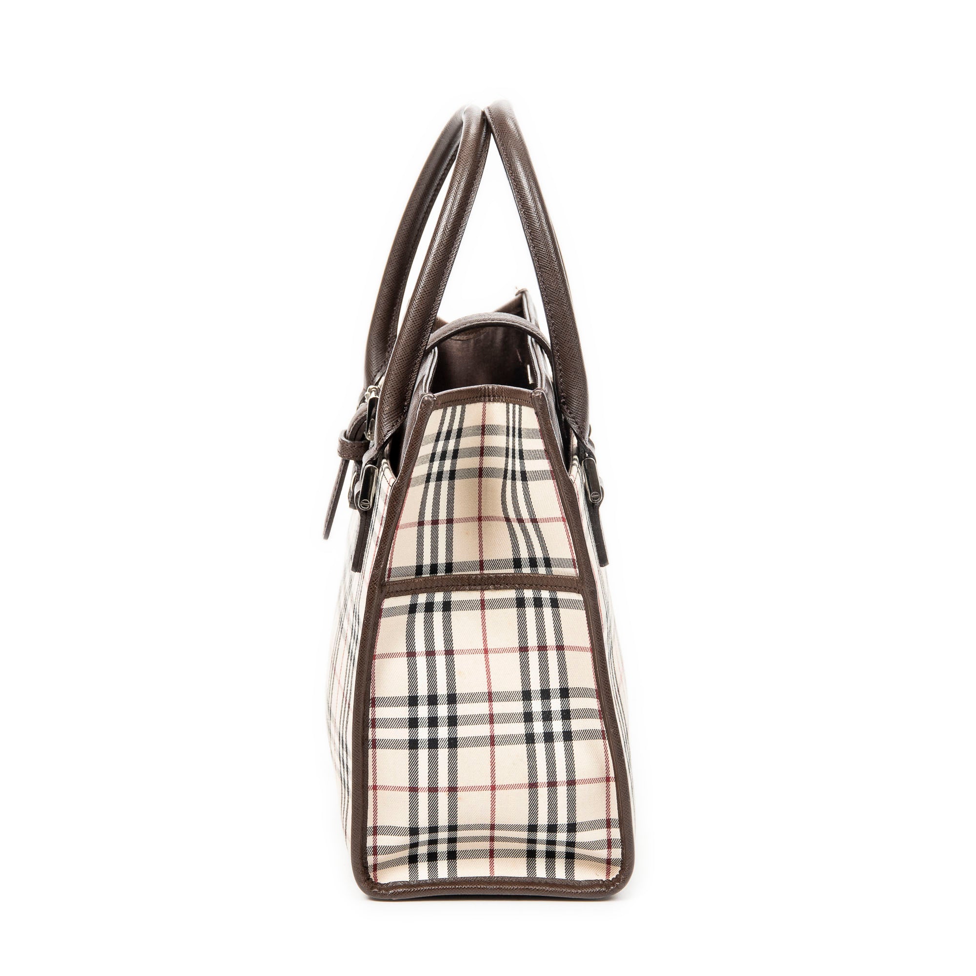 Shoulder Bag Flat Tote Beige Nova Check Canvas