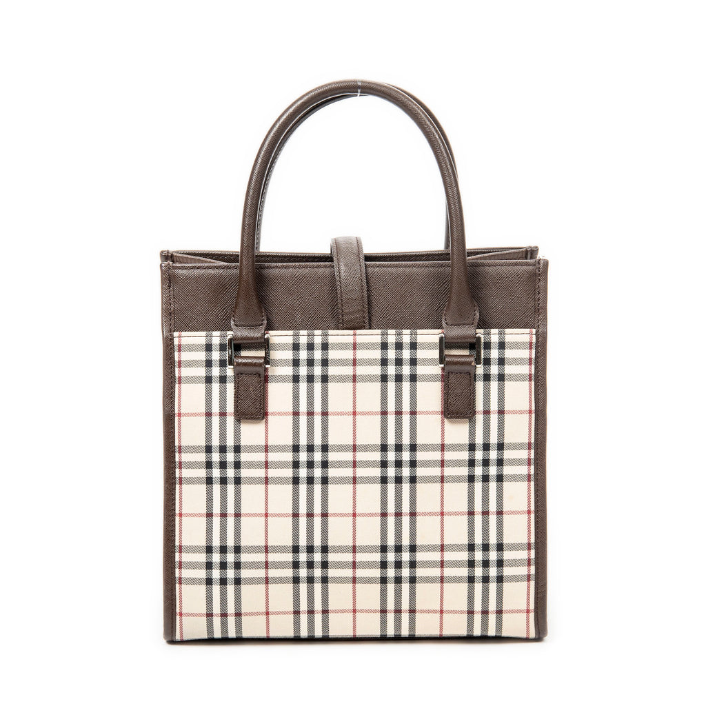 Shoulder Bag Flat Tote Beige Nova Check Canvas