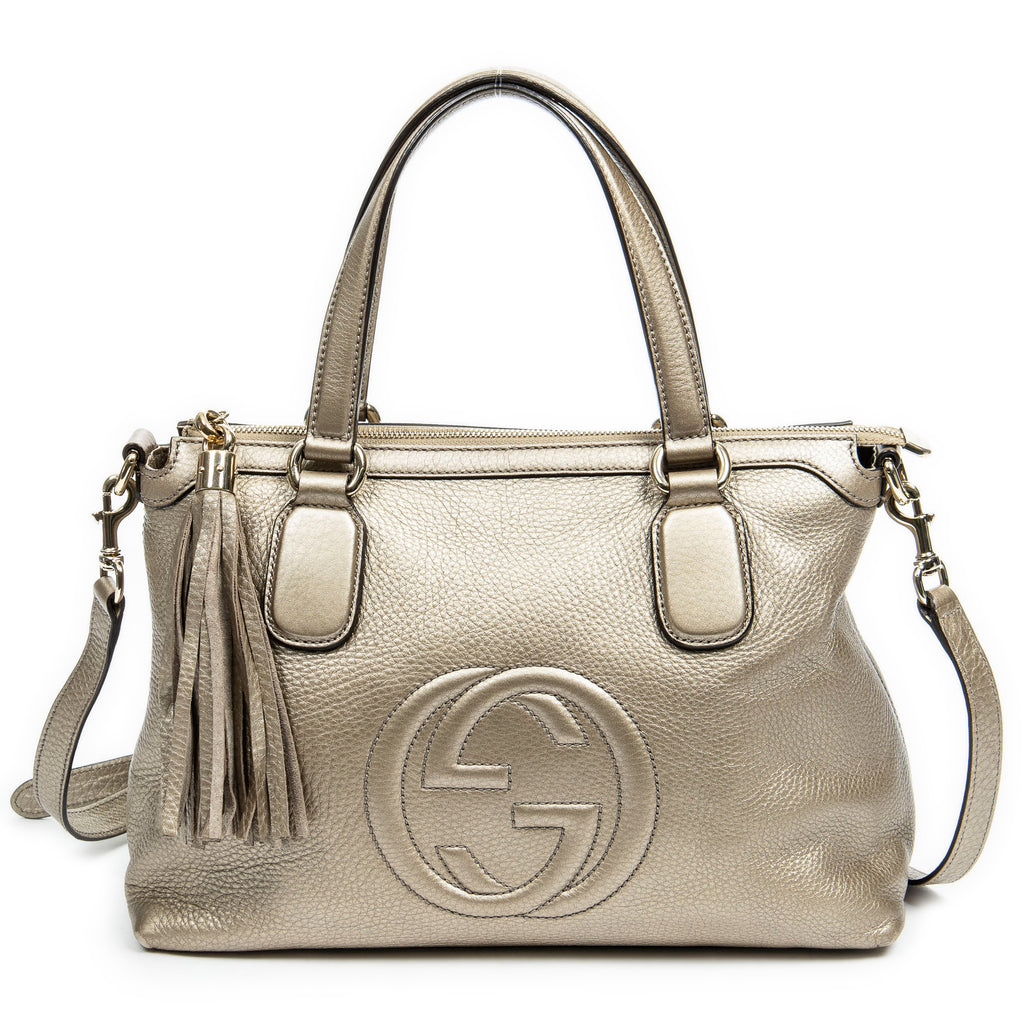 Shoulder Bag Small Soho Tassel Gold Grained Leather