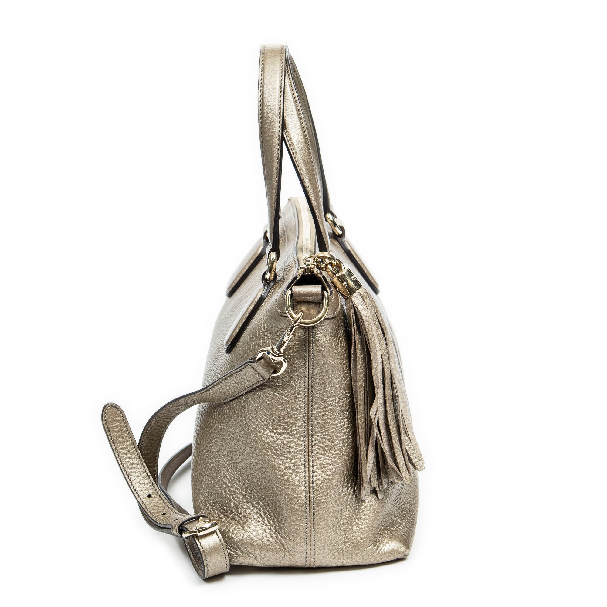 Shoulder Bag Small Soho Tassel Gold Grained Leather