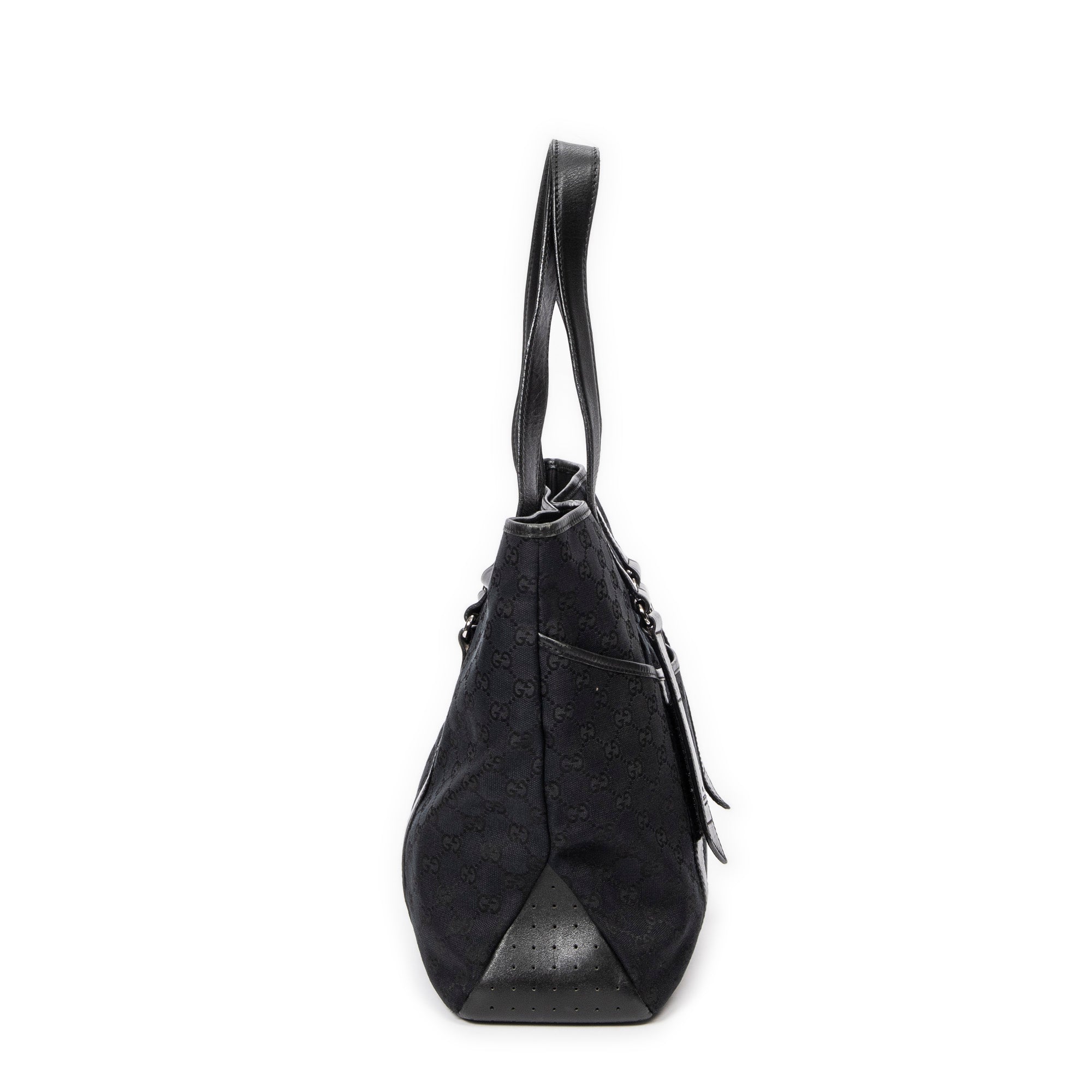 Shoulder Bag Slip Pocket GG Tote Black Monogrammed Canvas