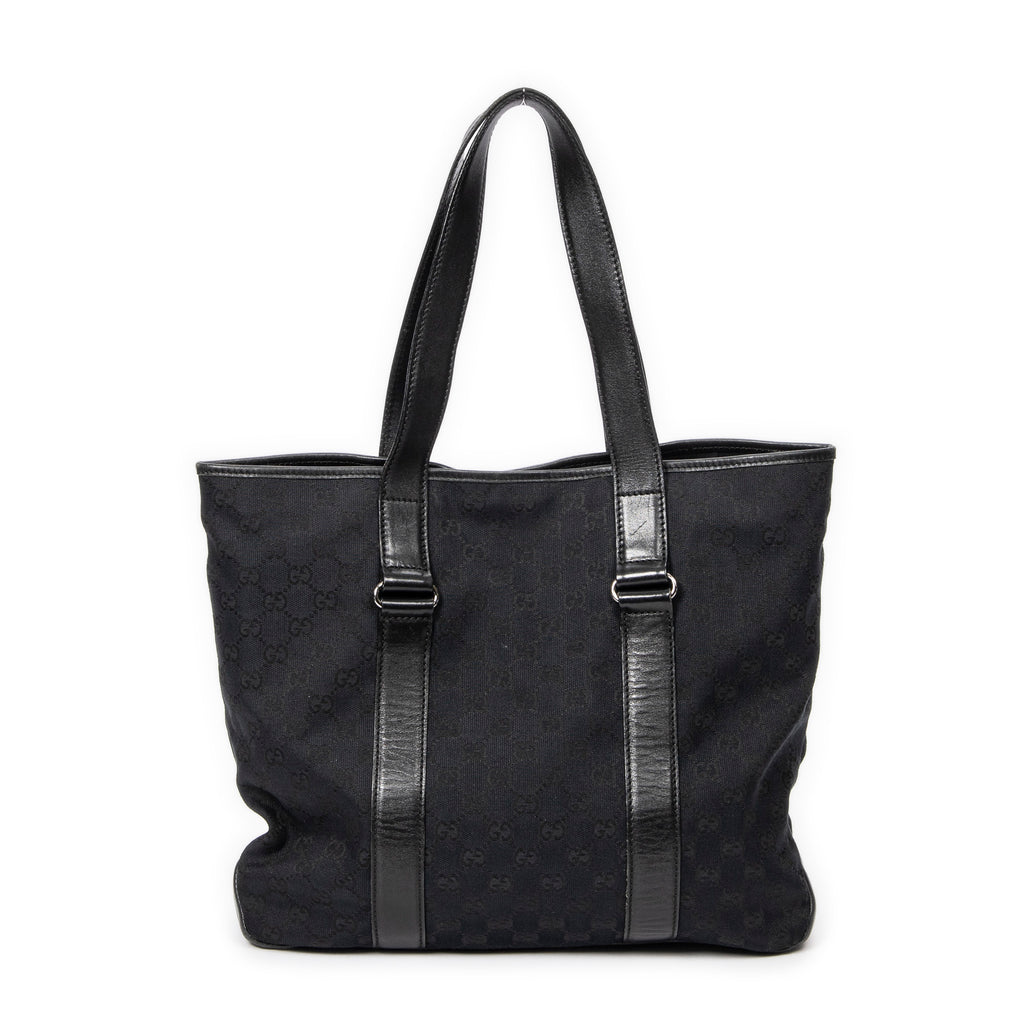 Shoulder Bag Slip Pocket GG Tote Black Monogrammed Canvas