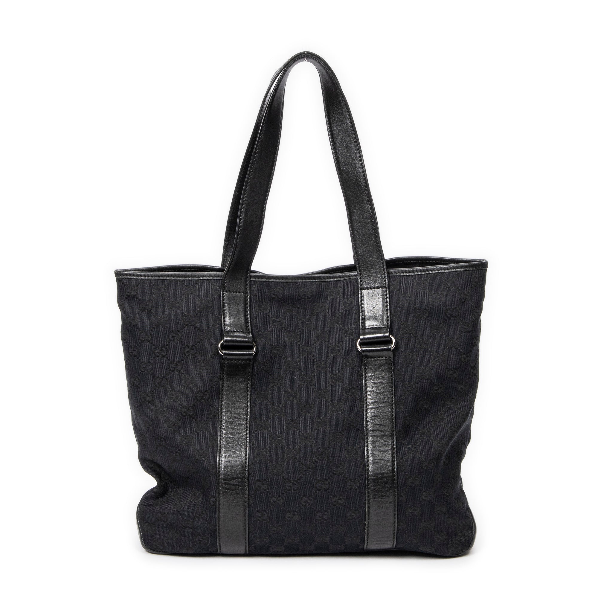 Shoulder Bag Slip Pocket GG Tote Black Monogrammed Canvas