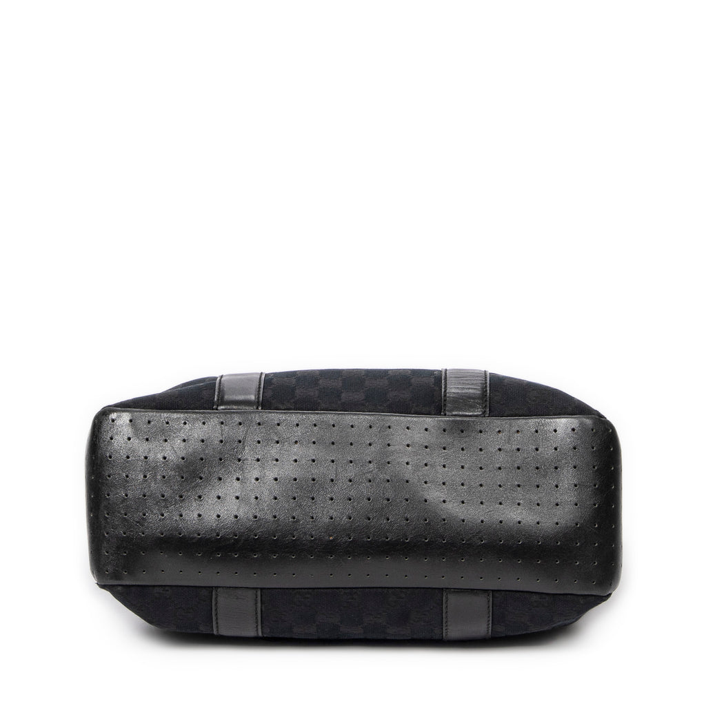 Shoulder Bag Slip Pocket GG Tote Black Monogrammed Canvas