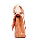 Shoulder Bag Striped Double Flap Yellow Striped Patent Leather