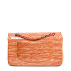 Shoulder Bag Striped Double Flap Yellow Striped Patent Leather