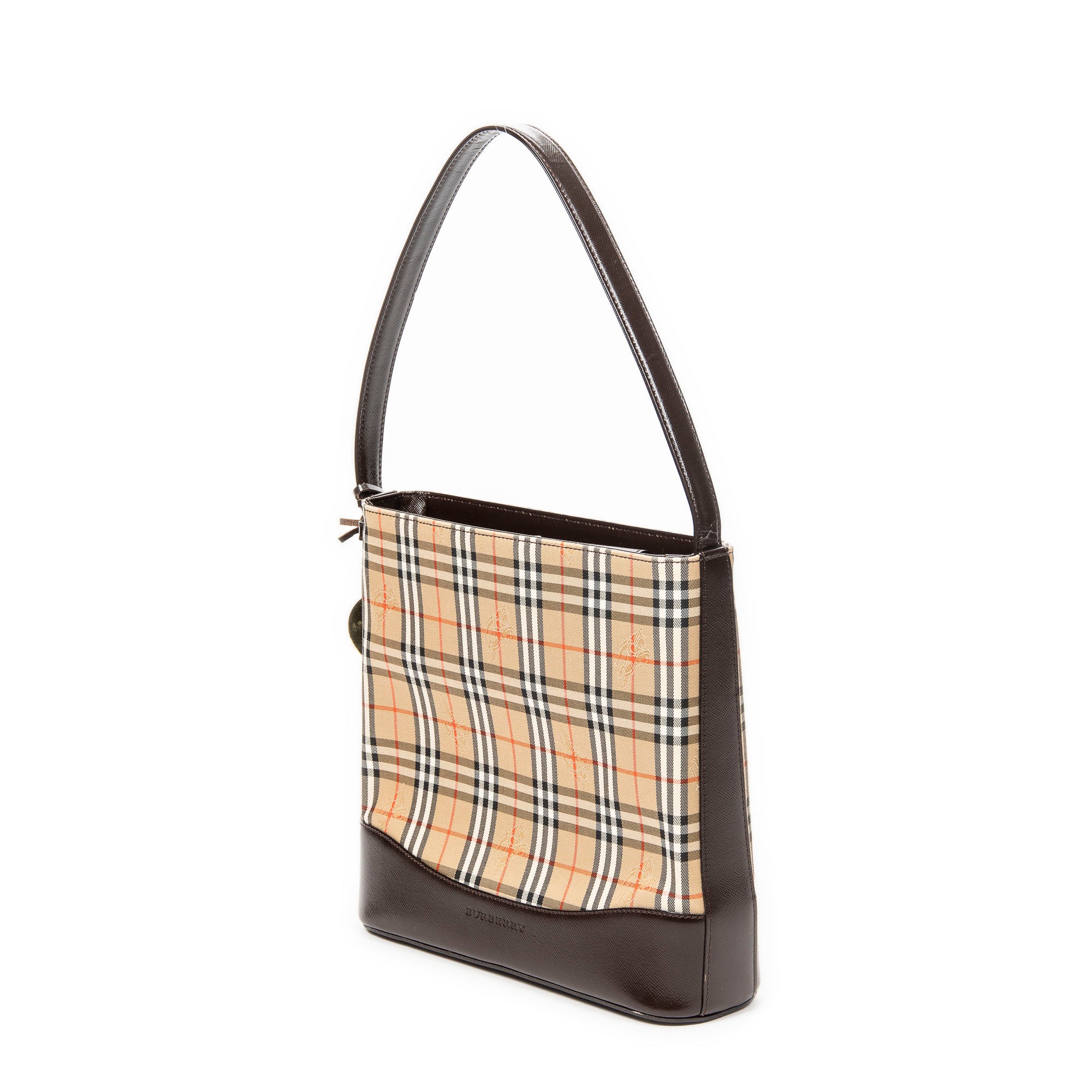 Shoulder Bag Open Tote Beige Haymarket Check Canvas