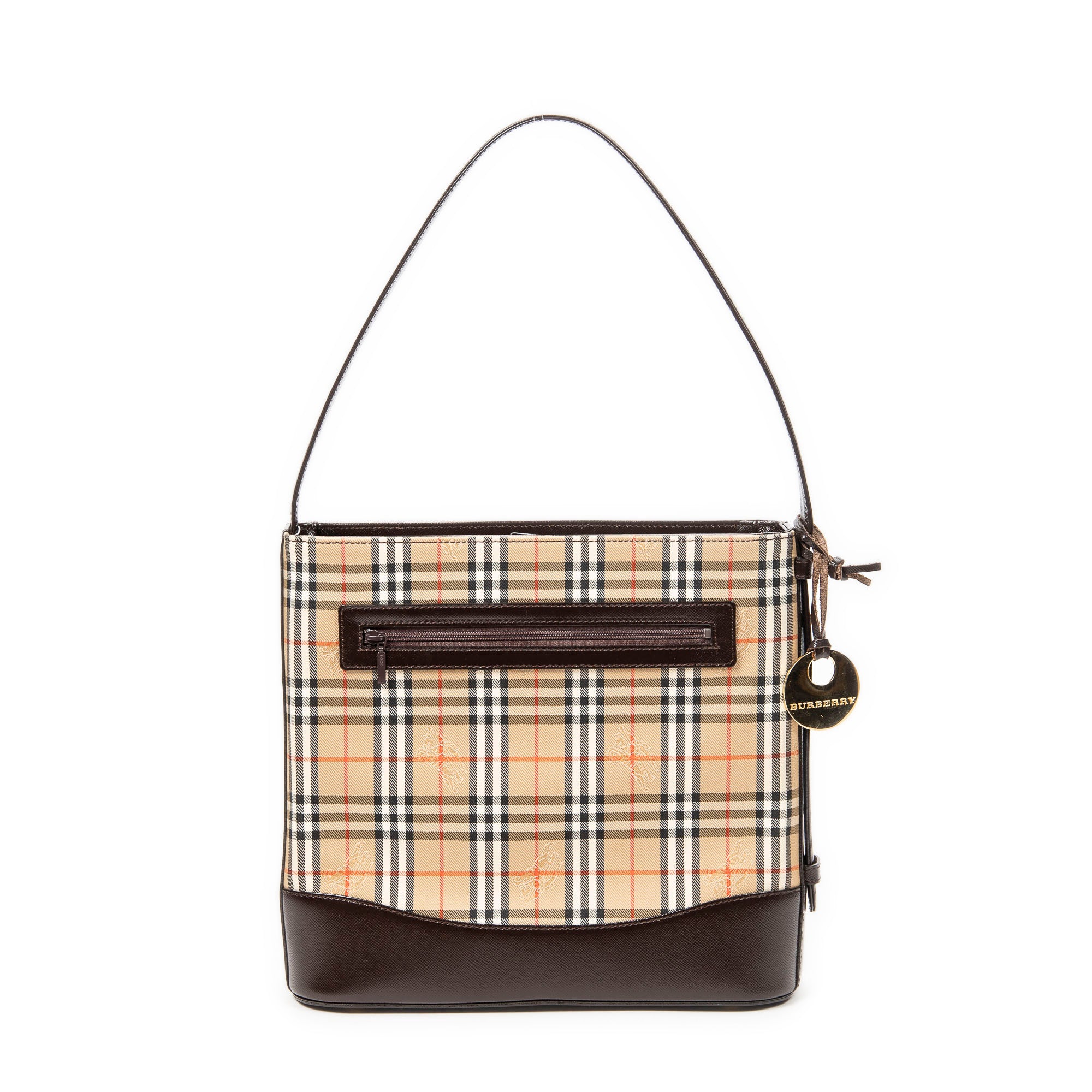 Shoulder Bag Open Tote Beige Haymarket Check Canvas
