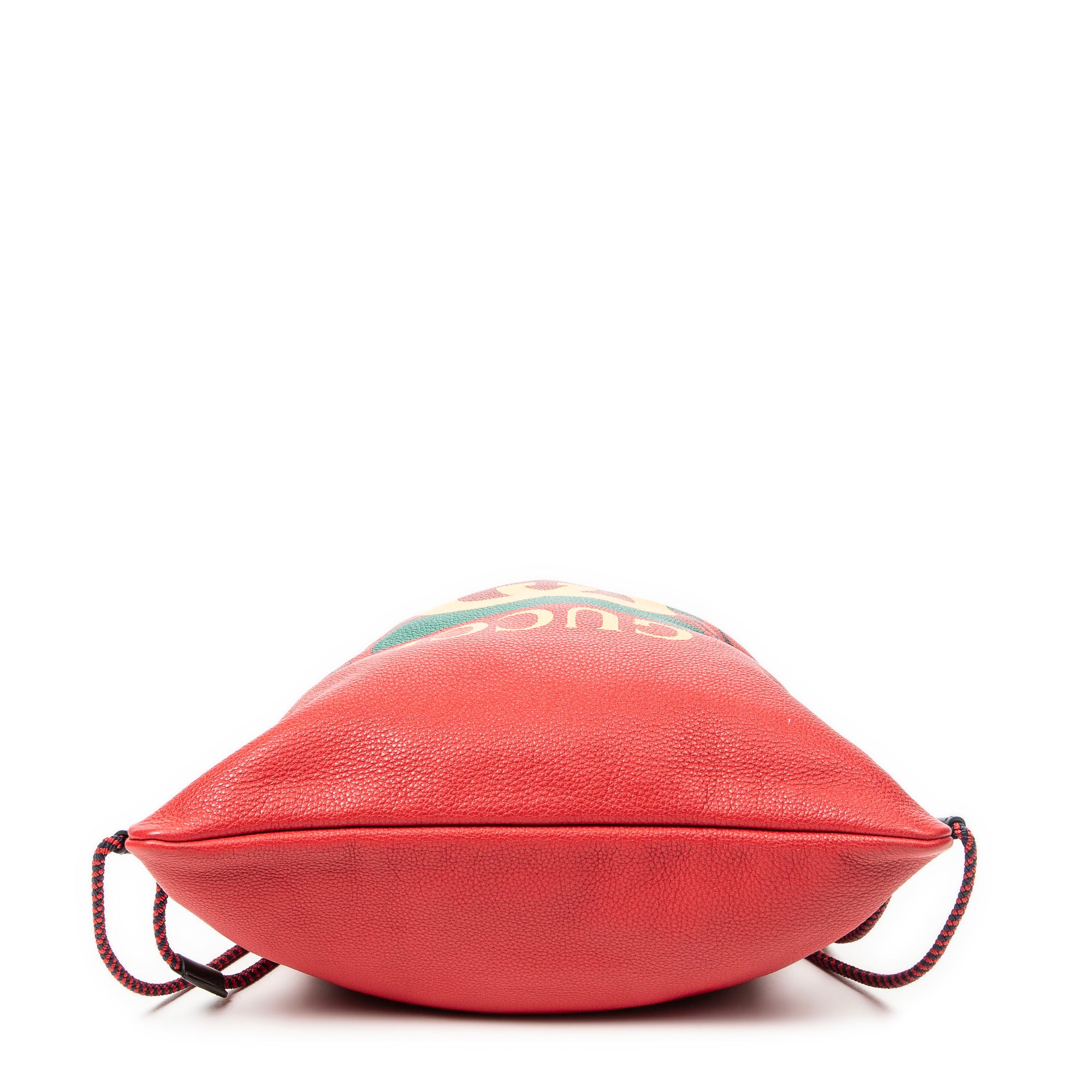 Backpack Logo Drawstring Backpack Red Grained Leather