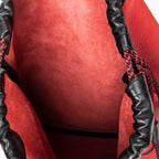 Backpack Logo Drawstring Backpack Red Grained Leather