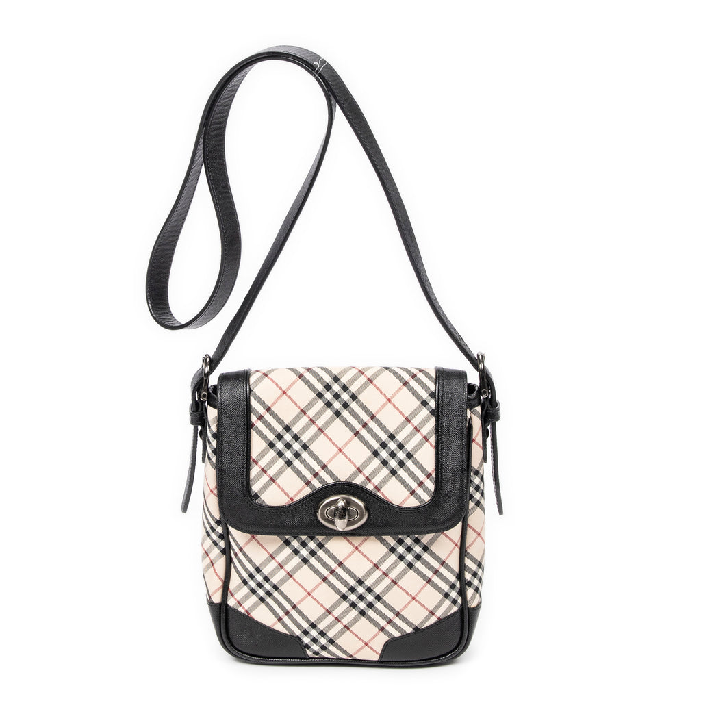 Shoulder Bag Turn Lock Flap Crossbody Beige Nova Check Canvas