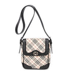 Shoulder Bag Turn Lock Flap Crossbody Beige Nova Check Canvas