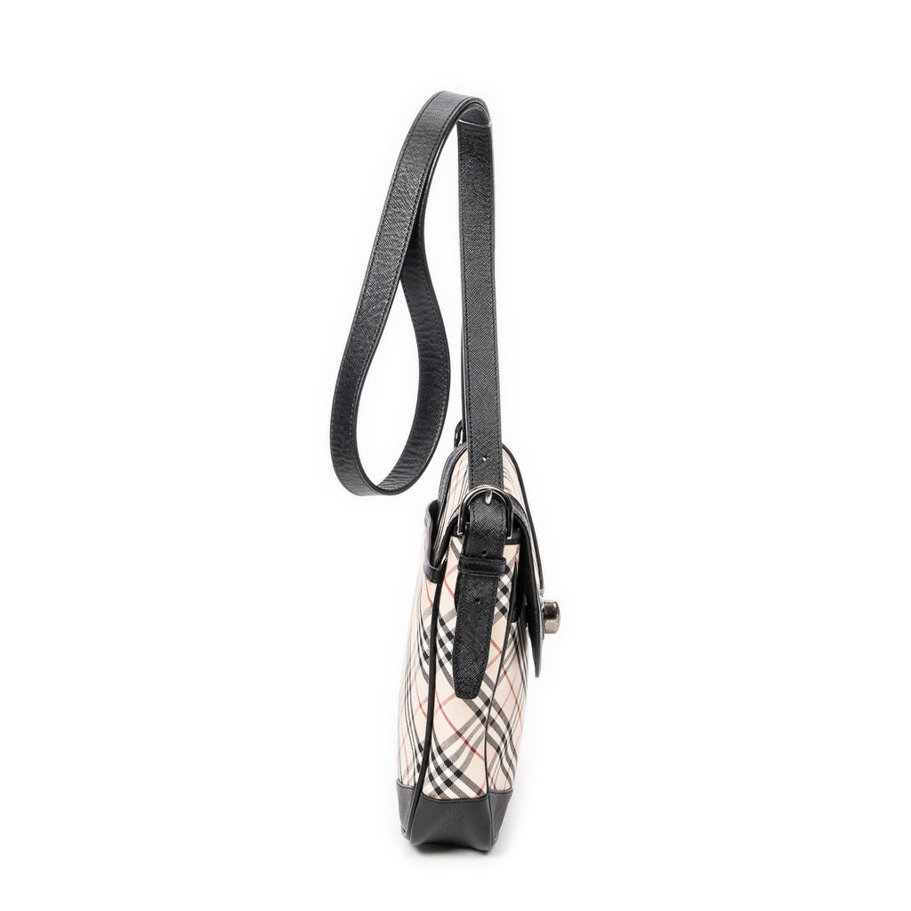 Shoulder Bag Turn Lock Flap Crossbody Beige Nova Check Canvas