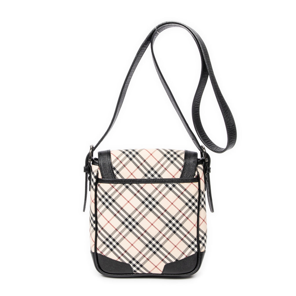 Shoulder Bag Turn Lock Flap Crossbody Beige Nova Check Canvas