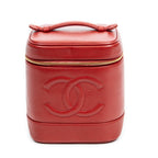 Bolso de mano CC Tall Vanity Case Piel de caviar roja