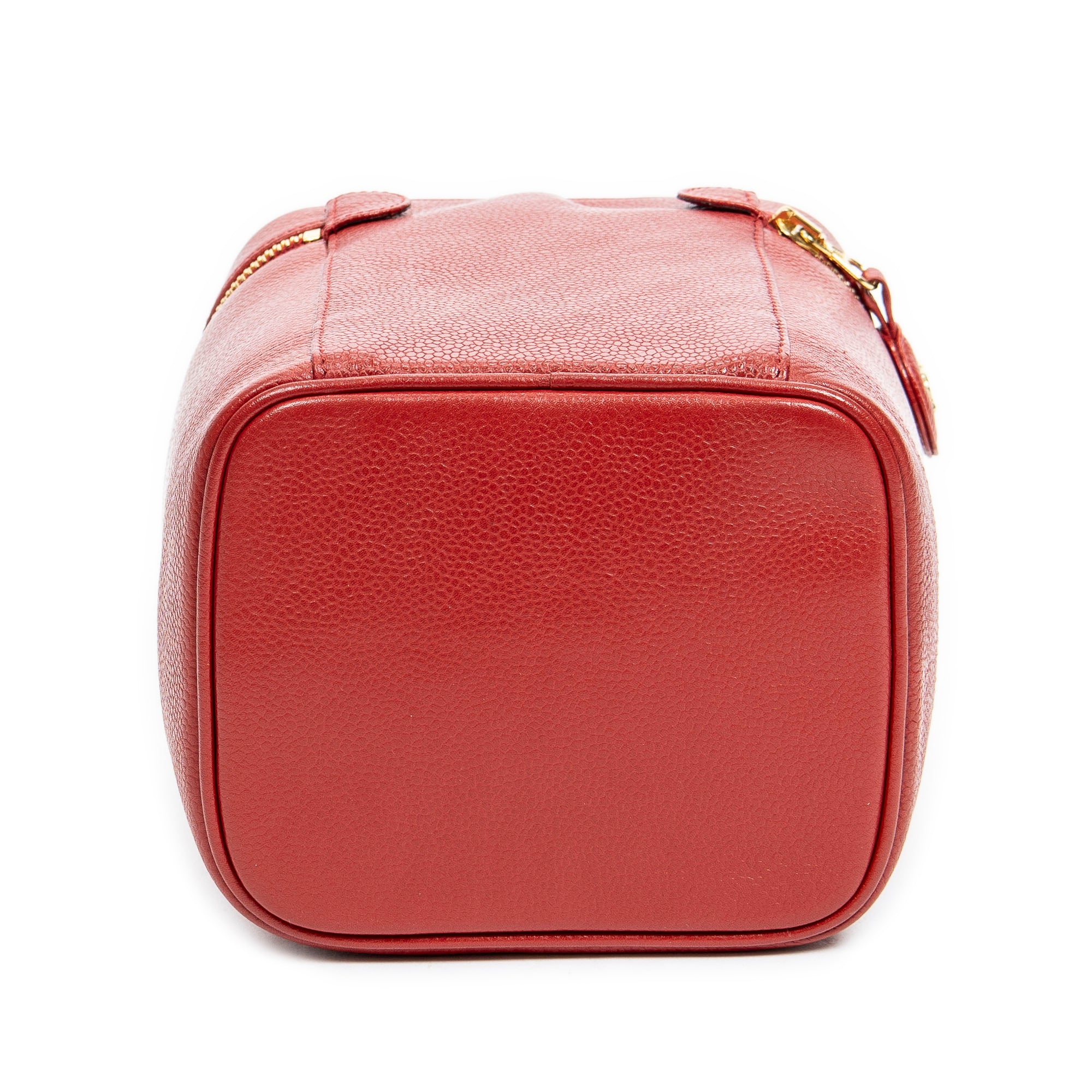Bolso de mano CC Tall Vanity Case Piel de caviar roja