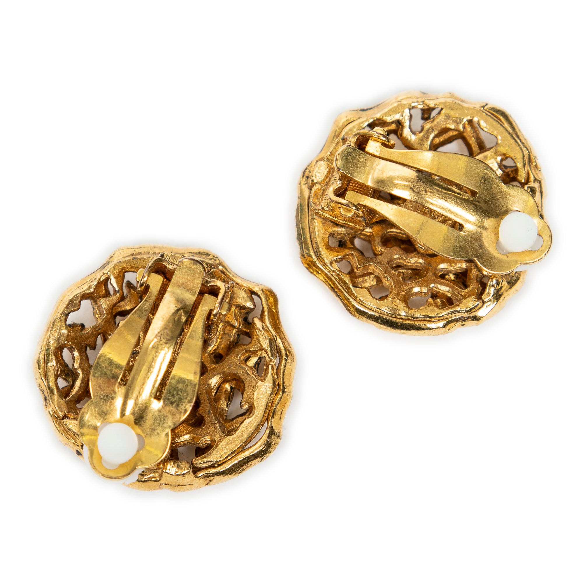 Earrings Round CC Clip On Earrings Gold Gold Plated