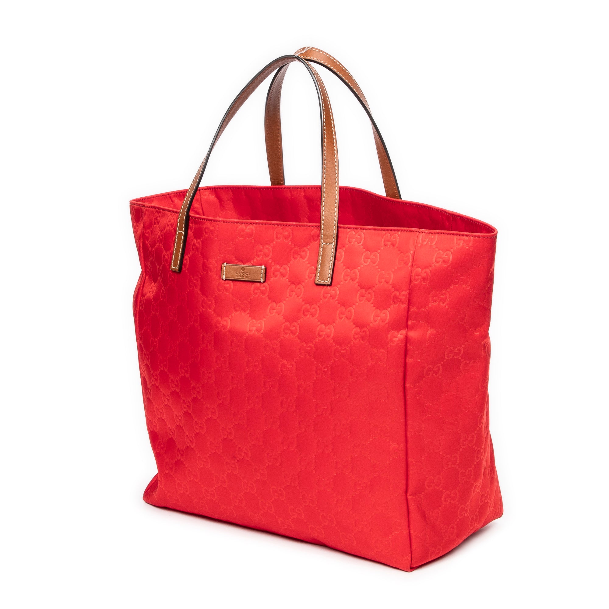 Bolso de Hombro Mediano Abierto de Lona de Nylon Monogramado Rojo