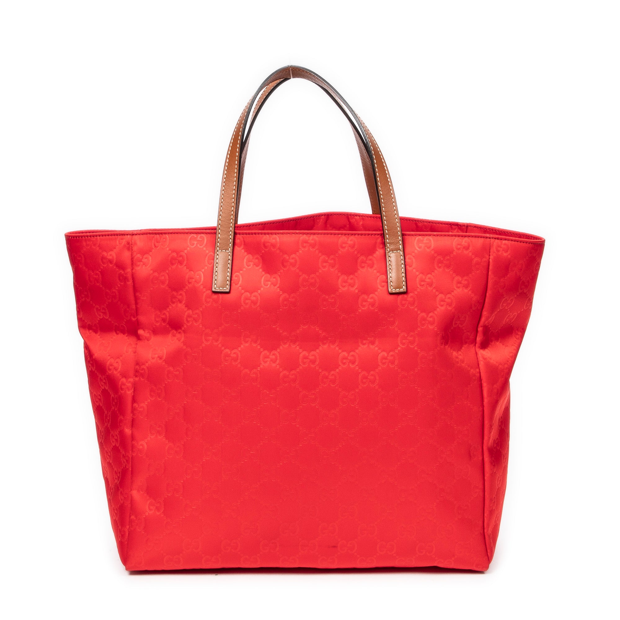 Bolso de Hombro Mediano Abierto de Lona de Nylon Monogramado Rojo