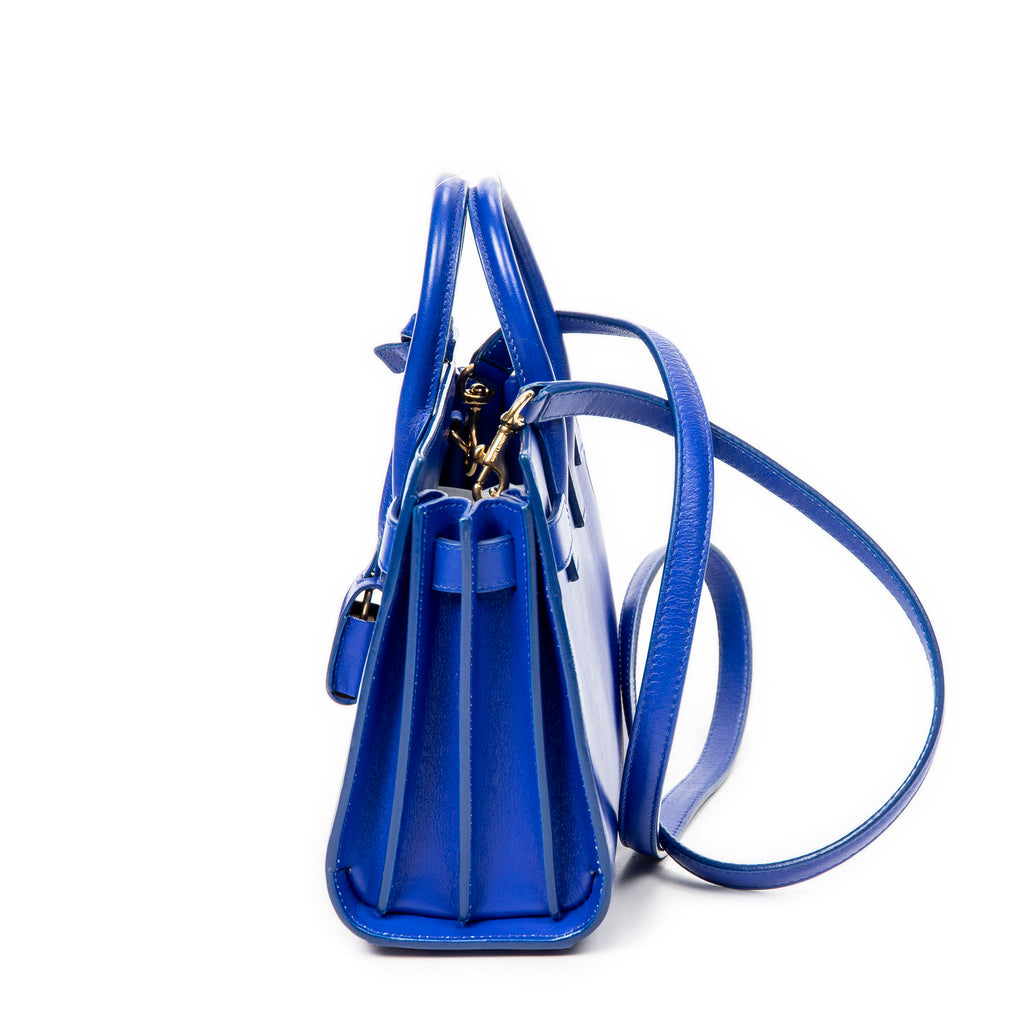 Bolso de Hombro Nano Sac de Jour Piel de Becerro Azul Royal