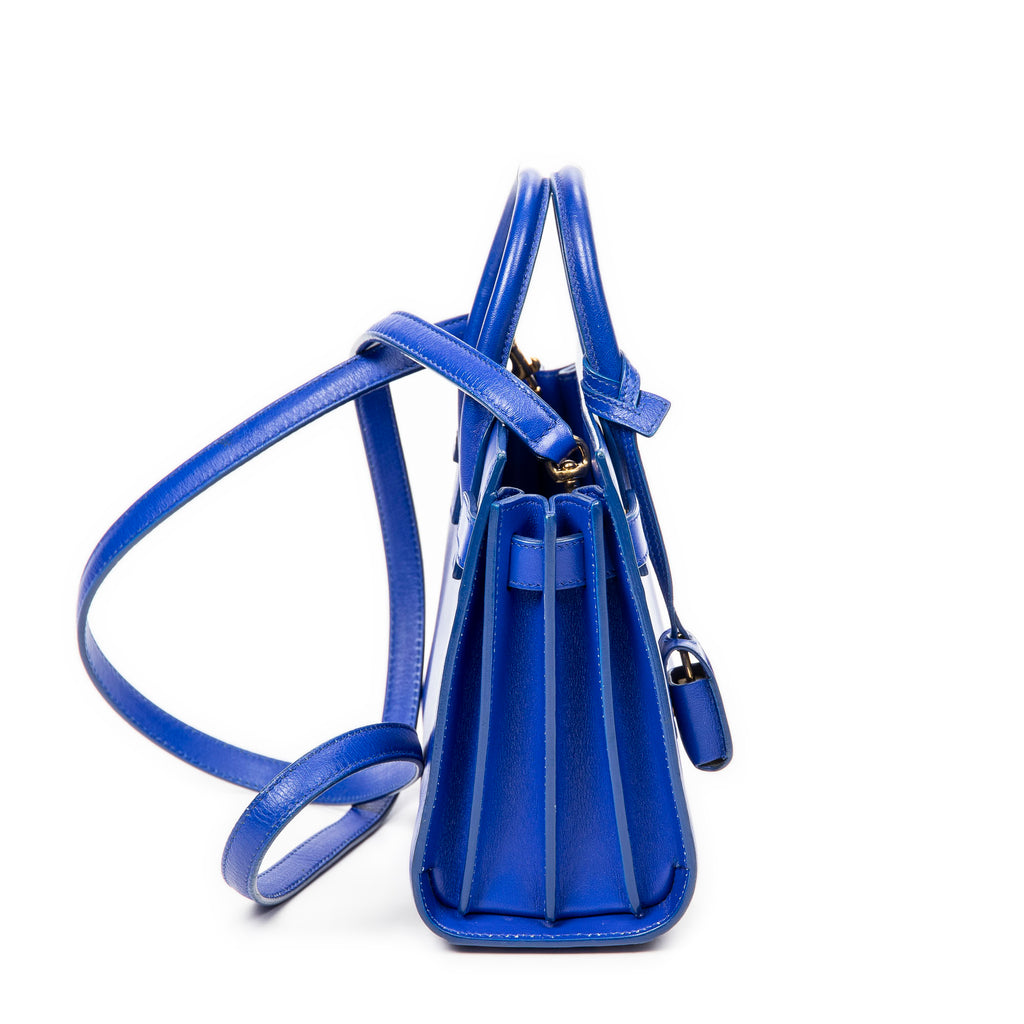 Bolso de Hombro Nano Sac de Jour Piel de Becerro Azul Royal