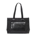 Shoulder Bag Front Pocket Tote Black Monogrammed Canvas