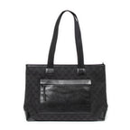 Shoulder Bag Front Pocket Tote Black Monogrammed Canvas