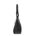Shoulder Bag Front Pocket Tote Black Monogrammed Canvas