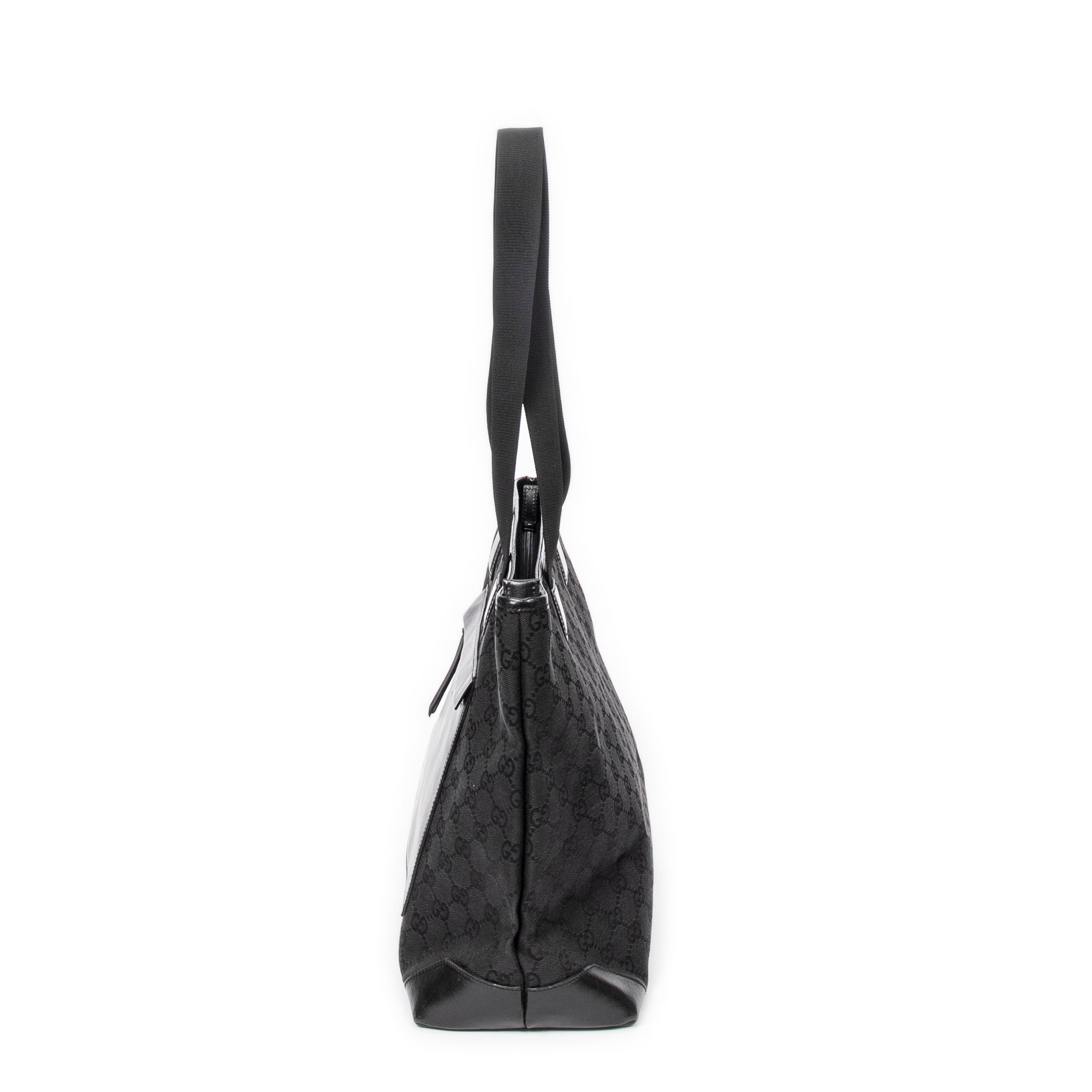 Shoulder Bag Front Pocket Tote Black Monogrammed Canvas