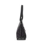 Shoulder Bag Front Pocket Tote Black Monogrammed Canvas