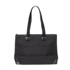 Shoulder Bag Front Pocket Tote Black Monogrammed Canvas