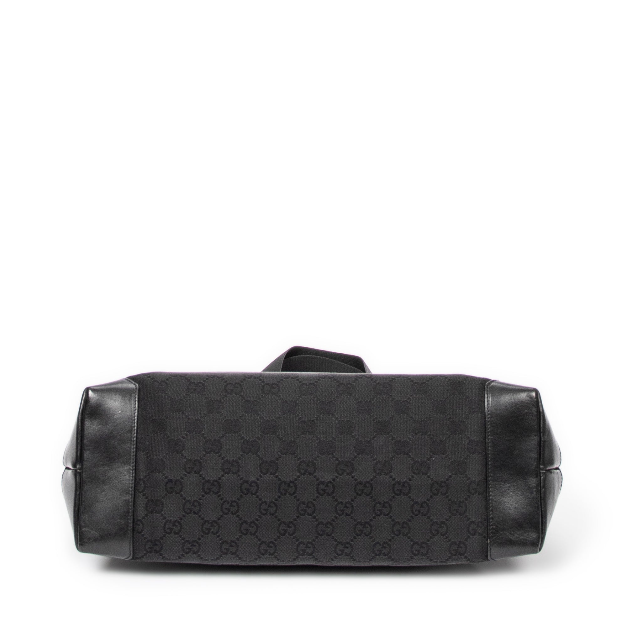Shoulder Bag Front Pocket Tote Black Monogrammed Canvas