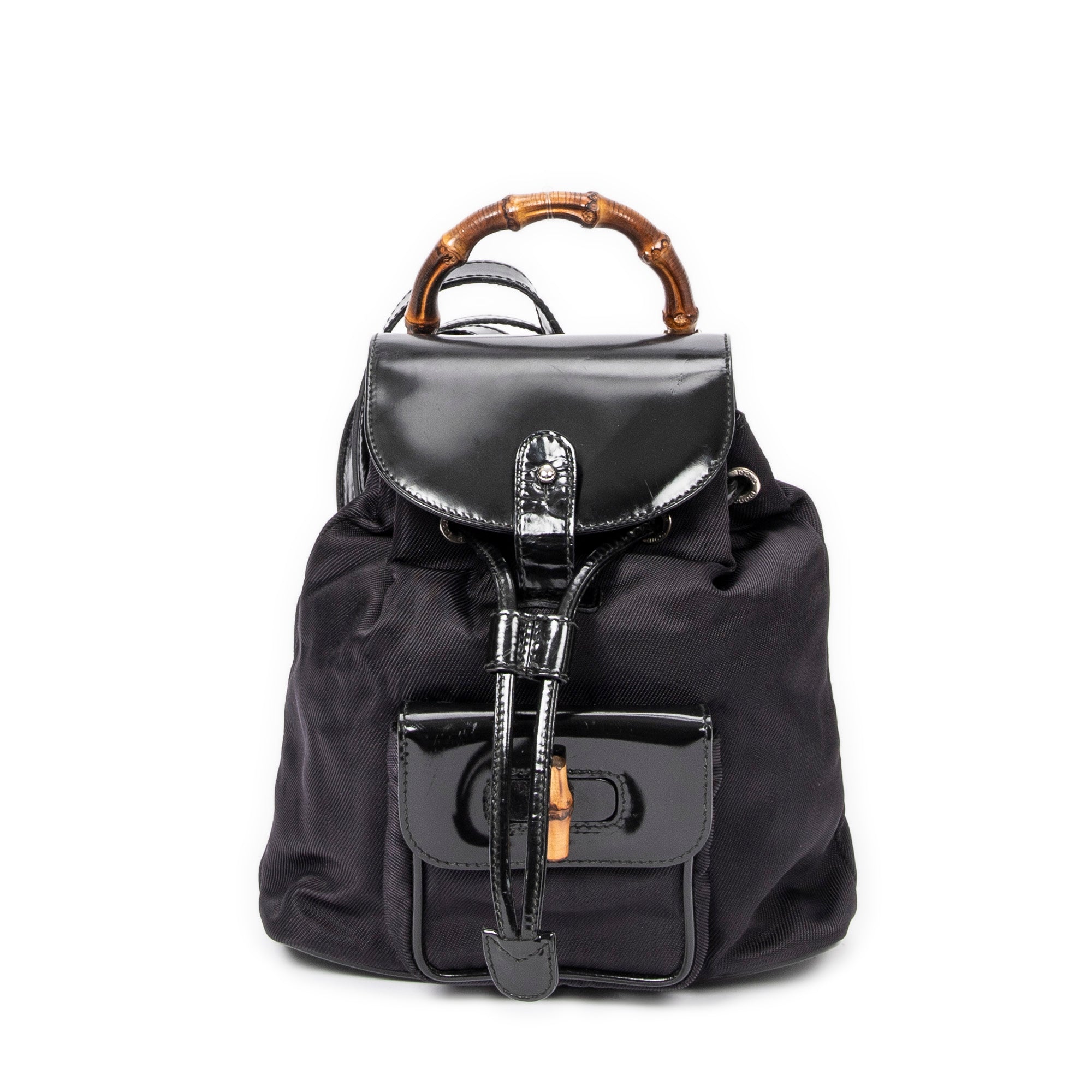 Backpack Mini Bamboo Backpack Black Nylon Canvas
