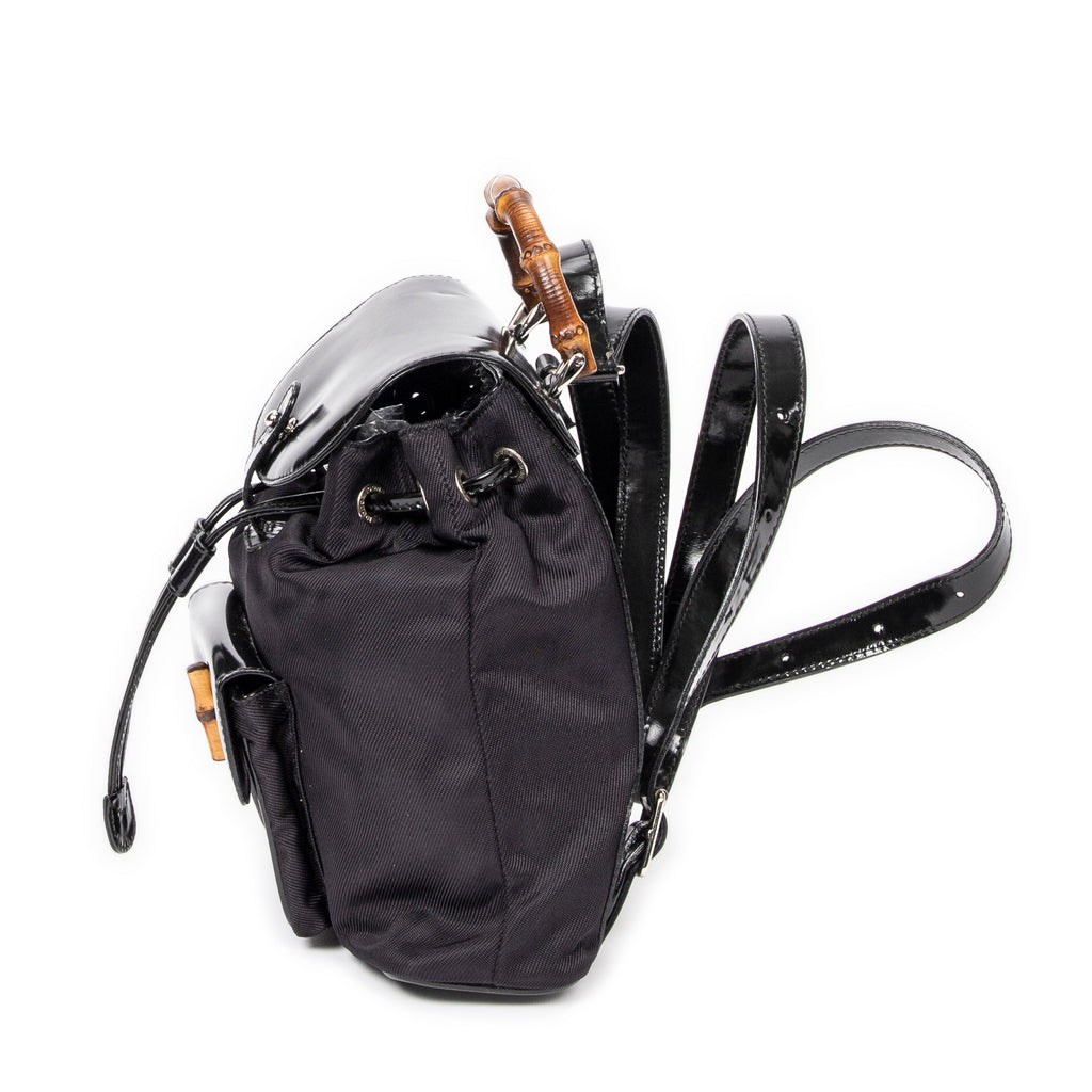 Backpack Mini Bamboo Backpack Black Nylon Canvas