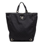 Handbag Abbey D-Ring Vertical Tote Black Monogrammed Canvas