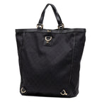 Handbag Abbey D-Ring Vertical Tote Black Monogrammed Canvas