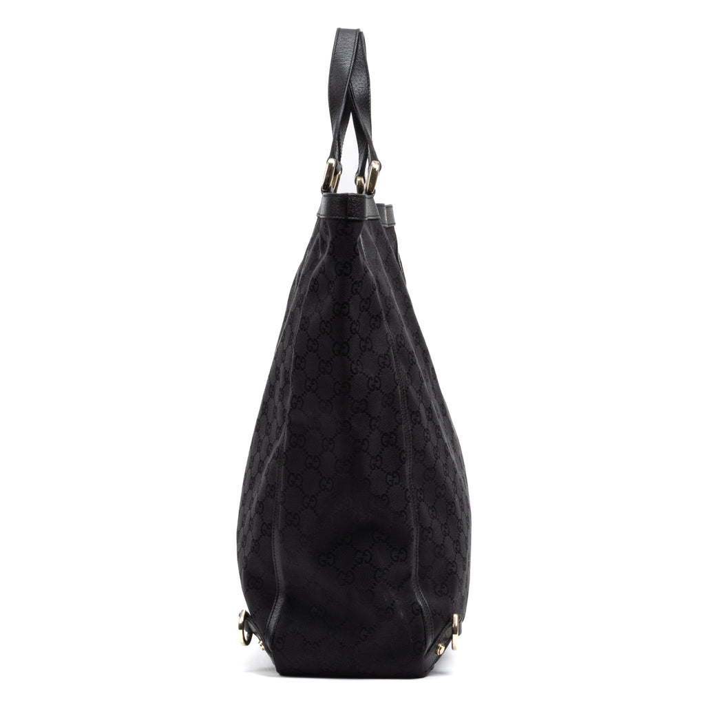 Handbag Abbey D-Ring Vertical Tote Black Monogrammed Canvas