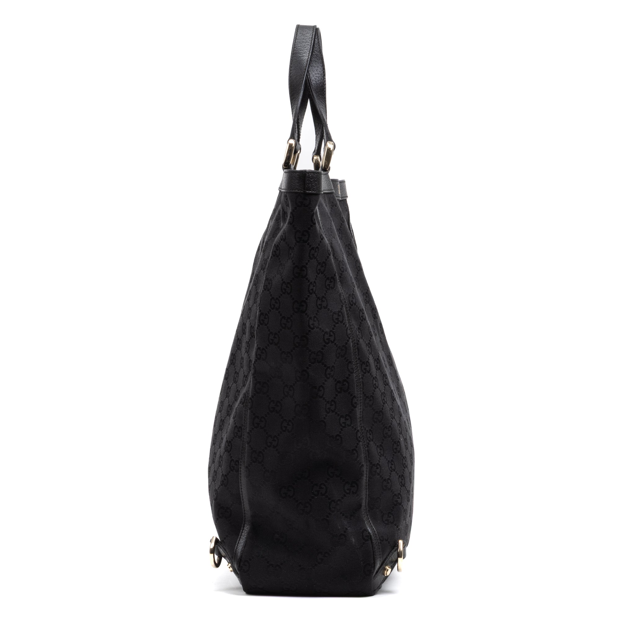 Handbag Abbey D-Ring Vertical Tote Black Monogrammed Canvas