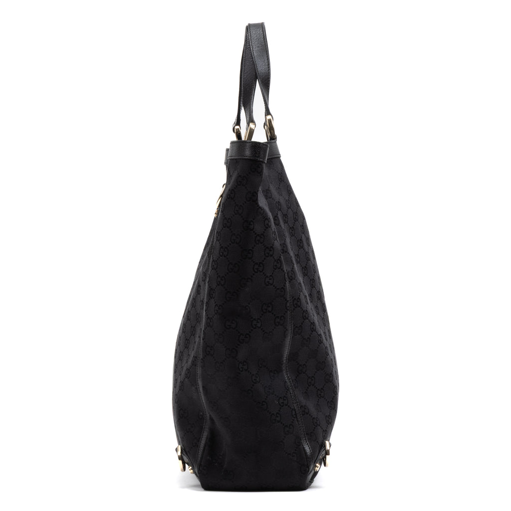Handbag Abbey D-Ring Vertical Tote Black Monogrammed Canvas