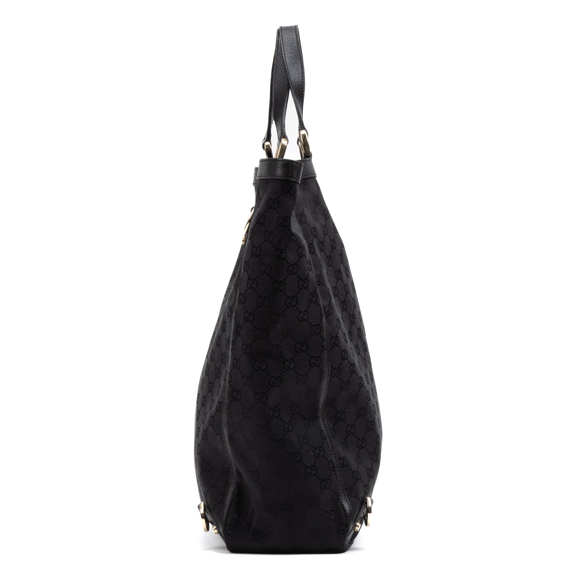 Handbag Abbey D-Ring Vertical Tote Black Monogrammed Canvas