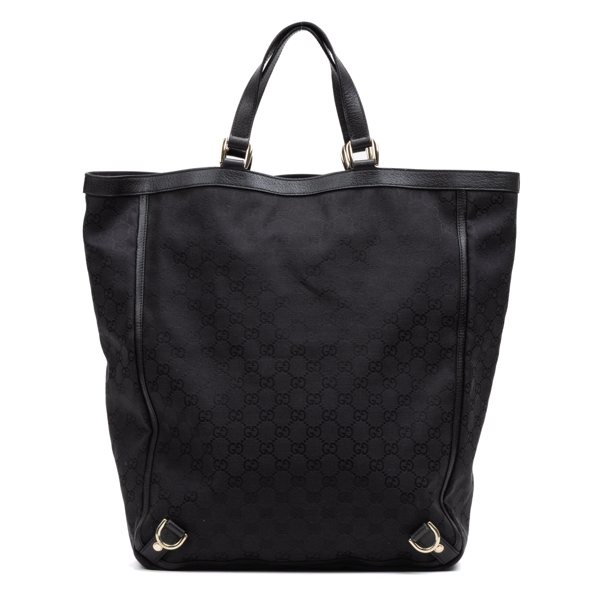 Handbag Abbey D-Ring Vertical Tote Black Monogrammed Canvas