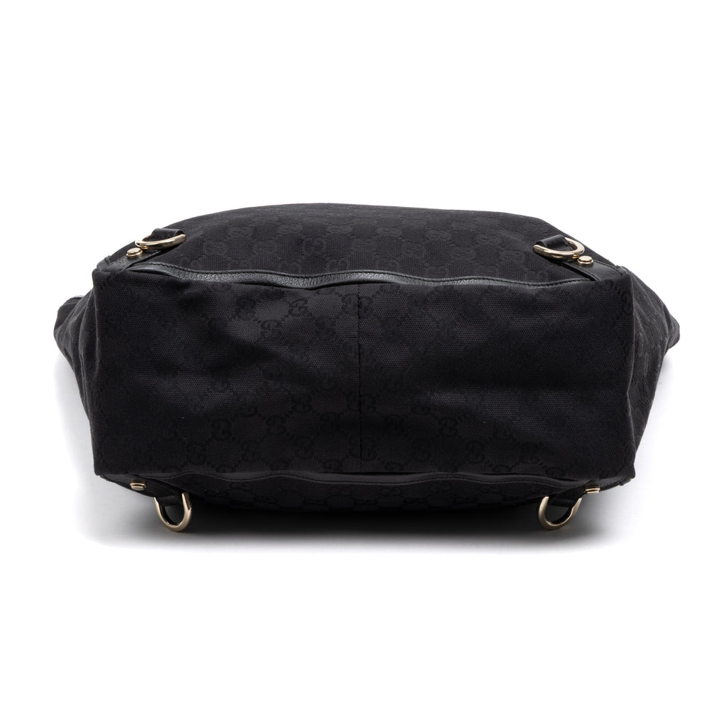 Handbag Abbey D-Ring Vertical Tote Black Monogrammed Canvas