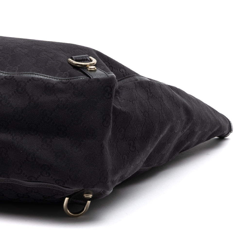 Handbag Abbey D-Ring Vertical Tote Black Monogrammed Canvas